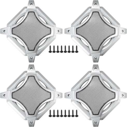ACROPIX 6" Square Universal Car Speaker Grills Cover Mesh, Subwoofer Protector Case with Screws, Iron Silver Tone, Pack