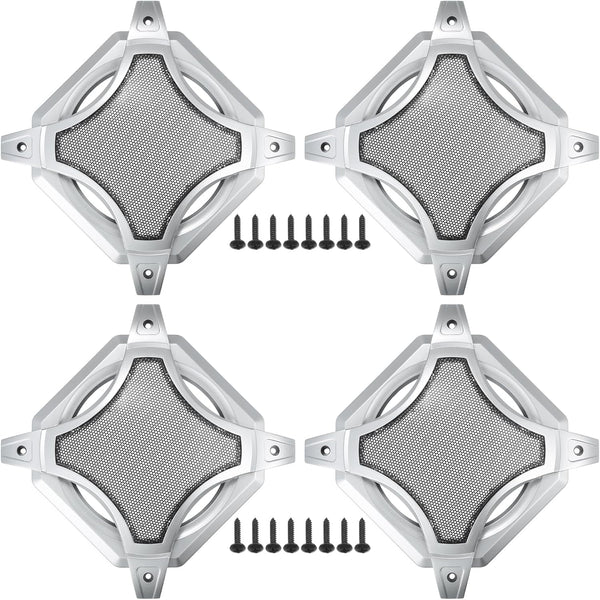 ACROPIX 6" Square Universal Car Speaker Grills Cover Mesh, Subwoofer Protector Case with Screws, Iron Silver Tone, Pack