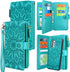 Harryshell Detachable Magnetic Zipper Wallet Case for Samsung Galaxy A32 5G (2021), Flower Design (Blue Green)