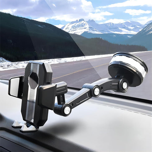 Car Phone Mount - Versatile Dashboard Suction Phone Holder, Universal Fit for Trucks and Cars, Black