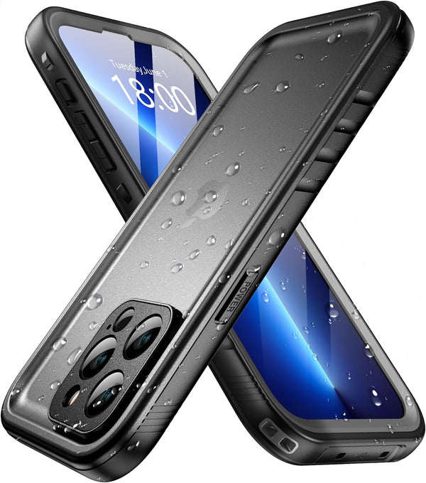 SPORTLINK Waterproof Case for iPhone 13 Pro, Built-in Screen Protector, Full Body Shockproof Dustproof IP68 Case (Black)
