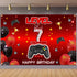 Level 7 Unlocked Backdrop Banner Decorations for Video Game On Happy 7th Birthday, Red and Black Theme