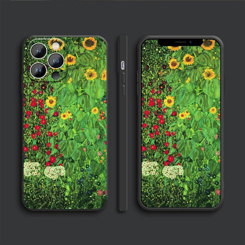 Compatible iPhone 15 Pro Max Case, Farm Garden Sunflowers Design by Gustav Klimt, Slim Shockproof Cover for Women