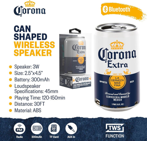 Corona Can Beer Bluetooth Can Shaped Speaker Bluetooth Bottle Speaker Portable Wireless Speaker Portable Travel Stereo Speaker for Outdoor and Indoor Activities