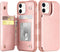 Arae Rose Gold Wallet Case for iPhone 12/12 Pro 6.1 Inch with Card Holder - PU Leather Back Flip Cover