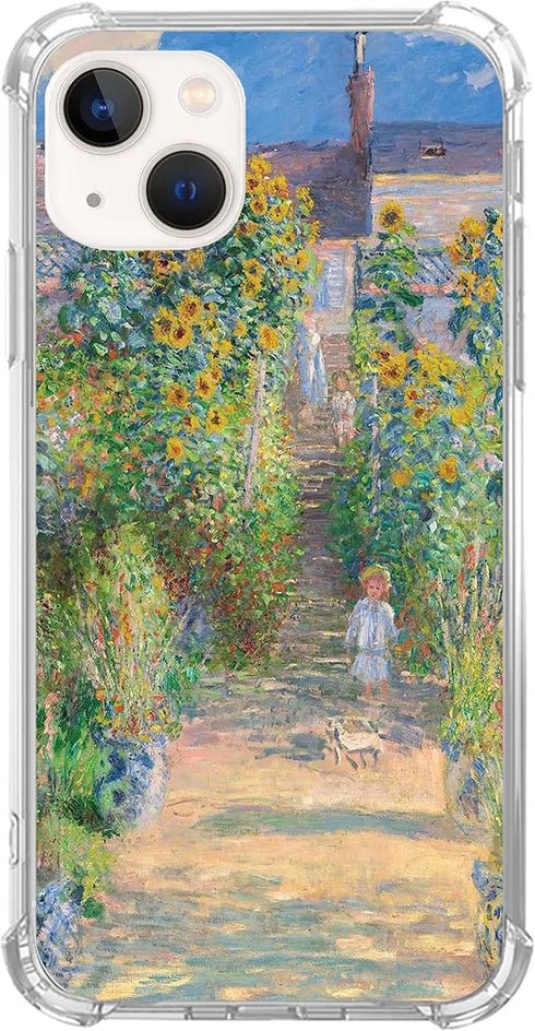 Claude Monet Art Painting Phone Case for iPhone 15, Watercolor Sunflower Impressionism Cover for Women Men, Trendy TPU