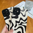 iPhone 14 Phone Case, Soft PU Leather TPU with Cute Art Wavy Painted, Slim Protective Shockproof Compatible with iPhone