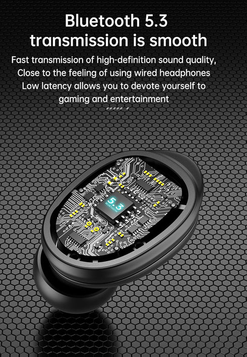 True Wireless Earbuds, 2024 Bluetooth Headphones 5.3, Waterproof Touch Control Ear Buds, In-Ear Built-in Mic, LED Power