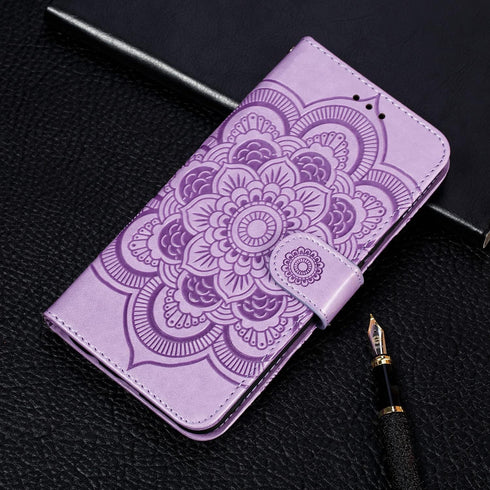 EYZUTAK Mandala Case for Samsung Galaxy S9, Premium Leather Flip Wallet with Card Slots, Magnetic Stand, Ultra Slim