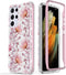Esdot Light Pink Flowers Case for Samsung Galaxy S21 Ultra, Military Grade Rugged Cover for Women Girls