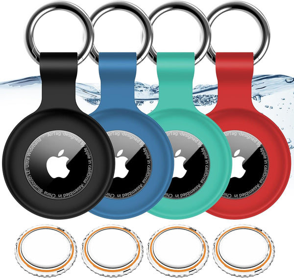 4 Pack IPX8 Waterproof Airtag Holder for Apple Air Tags, Shockproof GPS Cases with Keychain for Pets, Kids, Luggage