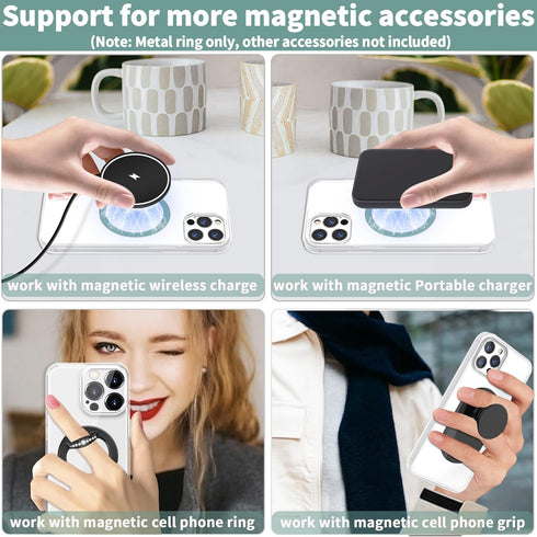 2Pcs Metal Ring Sticker for Pop Socket Magnetic Grip, Magnetic Adapter for iPhone, MagSafe Wireless Charger, Green