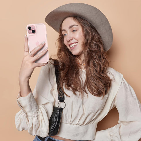 Designed for iPhone 15 Case, 4FT Military Grade Drop Protection, Translucent Matte Hard Back with Soft Edge Airbag