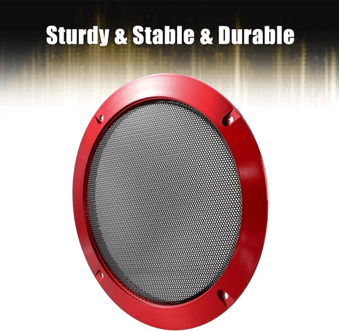 X AUTOHAUX 6.5 Inch Car Metal Audio Speaker Grill Cover Mesh Woofer Horn Guard Decorative Circle Grille Protector Red