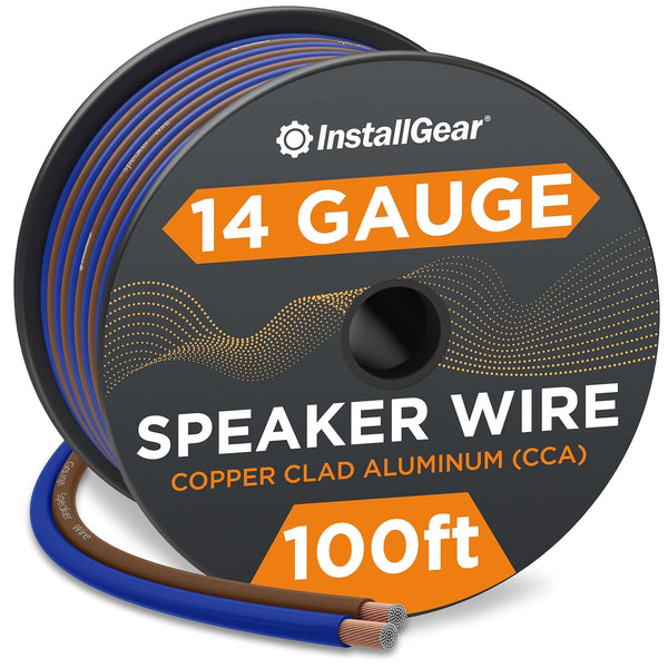 InstallGear 14 Gauge Speaker Wire Cable 100 ft, 14 AWG True Spec Soft Touch Cables for Car Audio, Stereos & Home Theater