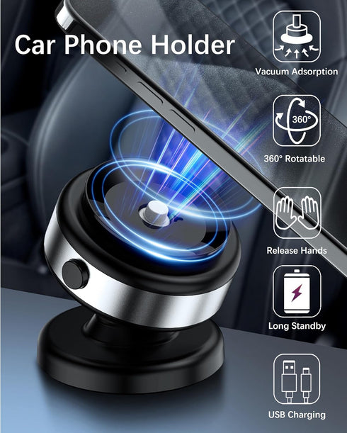 Generic 360 Electric Vacuum Suction Cup Magnetic Phone Mount, Rotatable Magnetic Cell Phone Holder, Adjustable