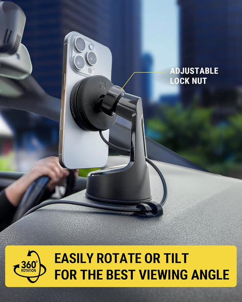 Scosche MagicMount 16/15/14/13/12 MEMSQRWD Elite Magnetic Wireless Charging Phone Mount for Car Dashboard/Windshield