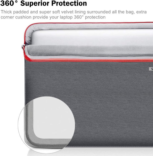 Voova Laptop Sleeve Case 13-13.6 Inch, Waterproof Slim Computer Bag Cover for MacBook Air/Pro, Grey