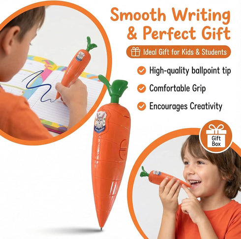 TailWaggers 60-Second Voice Recorder Pen with Playback - Cute Carrot-Shaped Audio Recorder & Smooth-Writing Ballpoint