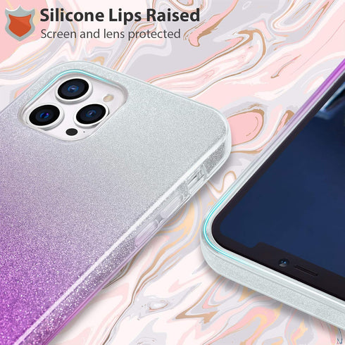 MATEPROX Compatible with iPhone 12 Pro Case, Glitter Bling Sparkle Cute Girls Women Protective Cover, Gradient Purple
