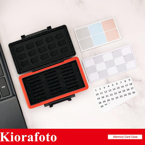 Kiorafoto 36 Slots SD MSD Memory Card Case Holder, Water-Resistant Anti-Shock Storage Organizer for 21 SD Cards