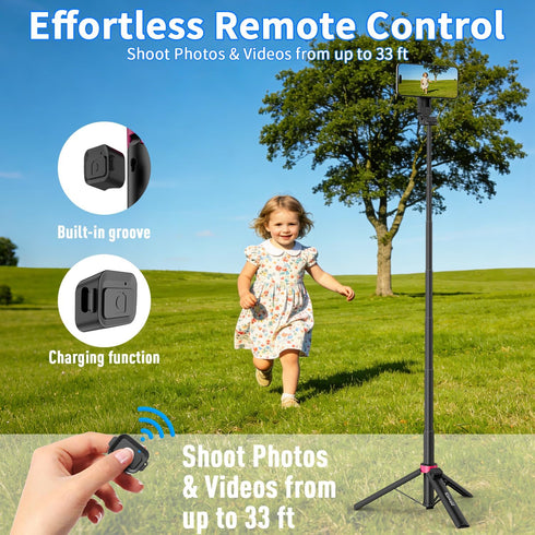 Kinwald 57" MagSafe Compatible Phone Tripod with Remote, Strong Magnetic Selfie Stick, Secure & Portable Tripod