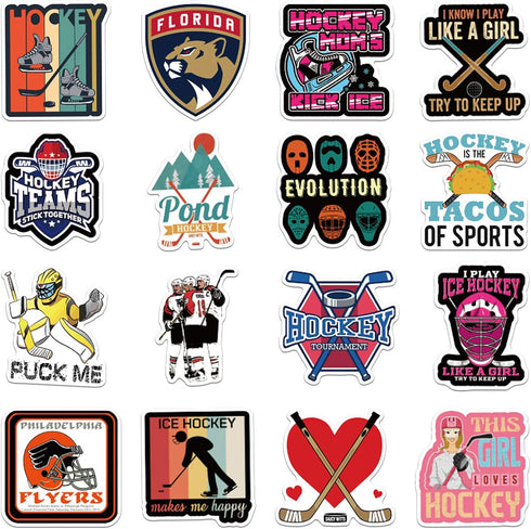 100Pcs Hockey Stickers Perfect for Water Bottle, Laptop, Guitar, Car, Motorcycle, Skateboard, Aesthetic Stickers
