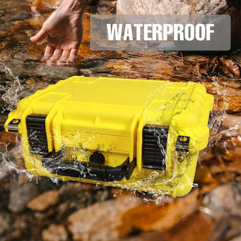 Hard Case 14x 11.5x 6 Inch, Portable Waterproof Protective Camera Case with Customizable Foam, Yellow
