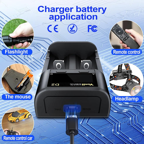 Swanlake 18650 3.7V 18650,26650,21700,18500,18350,16650 1.2V LiFePO4 Battery Charger,LCD Display Charger for Li-ion