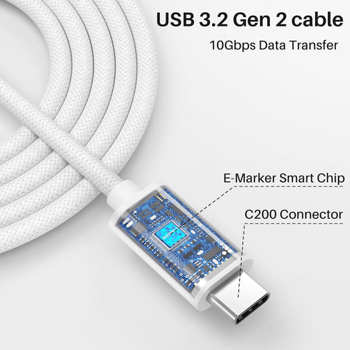 USB A to USB C Car Carplay Woven Cable, 5 FT USB 3.2 Adapter Cord for iPhone 15, 15 Plus, 15 Pro/Pro Max, iPad Pro,