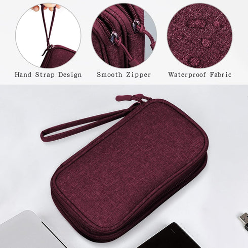 Skycase Electronic Organizer Travel Case - Waterproof Travel Cord Organizer Pouches for Accessories, Red
