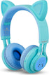 Riwbox Kids Headphones, CT-7S Cat Ear Bluetooth Headphones, 85dB Volume Limiting, LED Light Up Over Ear with Microphone
