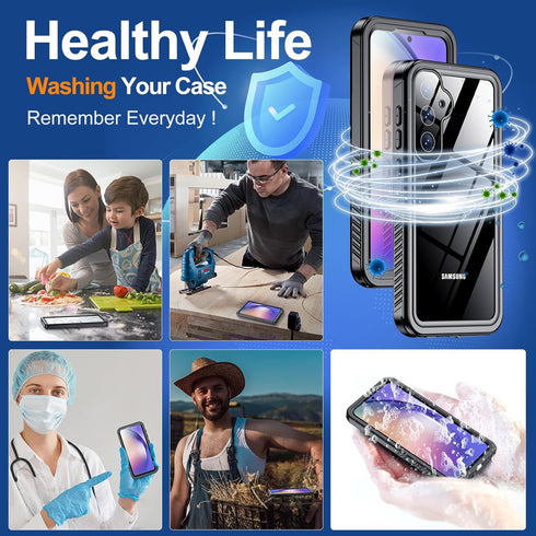 Hualele Galaxy A54 5G Case Waterproof, Built-in Lens & Screen Protector, Rugged Heavy Duty IP68 Underwater