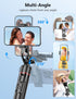 qirita 70" 1/4" Extendable Selfie Stick Tripod, Automatic Phone Tripod with Magnetic Remote & Screw, Lightweight Travel