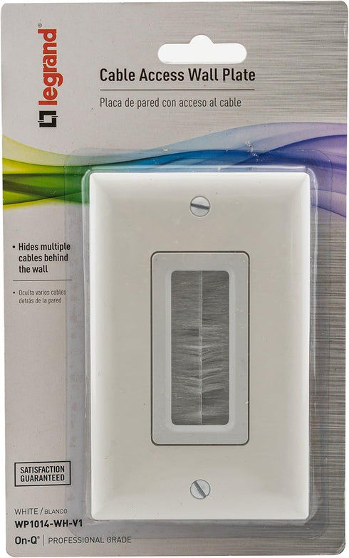 Legrand On-Q Cable Access Wall Plate, Recessed, Hides Low Voltage Cables, White
