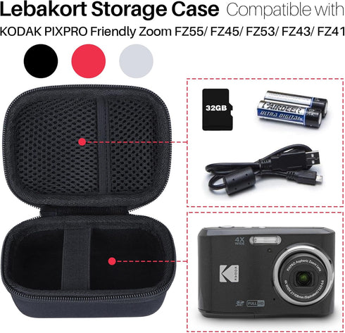 Storage Case for KODAK PIXPRO FZ45 FZ55 16MP Digital Camera (Red)