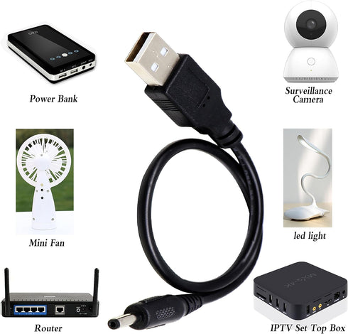 zdyCGTime USB 2.0 A Male to DC 3.5x1.35mm Male Adapter Cable, 5 Volt DC Charging Cable