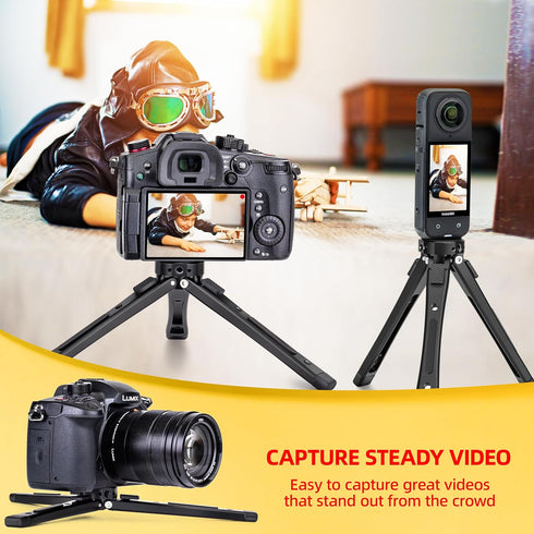 Zeadio etc(40kg/88lb Heavy Duty Metal Camera Tripod Stand - Universal Small Table Tripod for Camera, Gimbal, Action