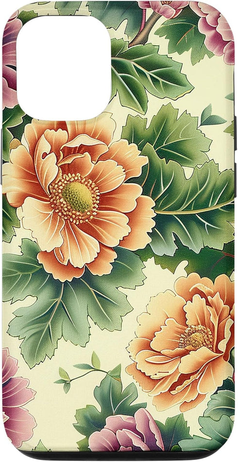 Kale Flower Pattern Merch iPhone 15 Kale Flower Pattern Graphic Case