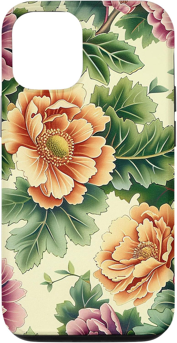 Kale Flower Pattern Merch iPhone 15 Kale Flower Pattern Graphic Case