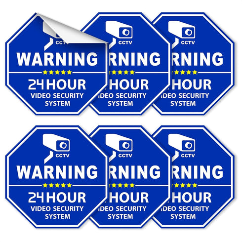 Security Camera Stickers 6 Pcs for Doors and Windows - 3.3 x