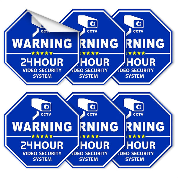Security Camera Stickers 6 Pcs for Doors and Windows - 3.3 x