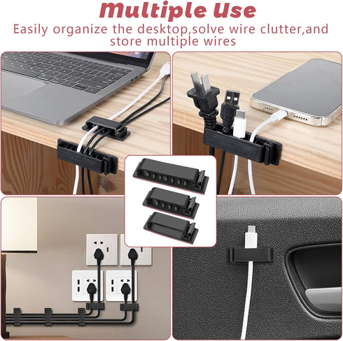 Cable Management Clips, 20 Pcs Black Self-Adhesive Wire Organizers for TV PC Ethernet Cable Under Desk