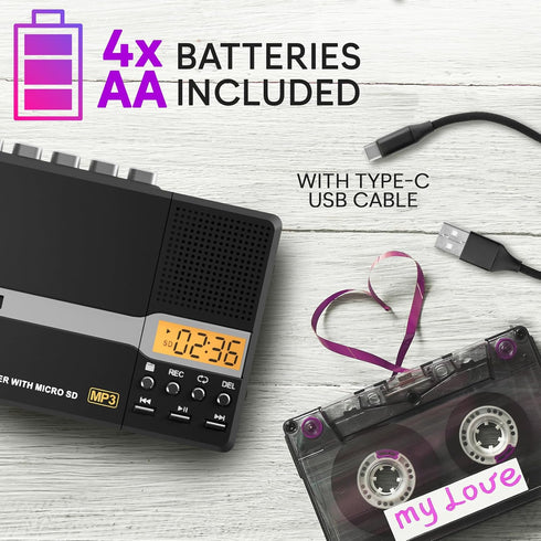K10 Cassette Cassette MP3 8GB KLIM Portable Tape Player & Tape Recorder, to Converter + Built-in Microphone & Speaker +