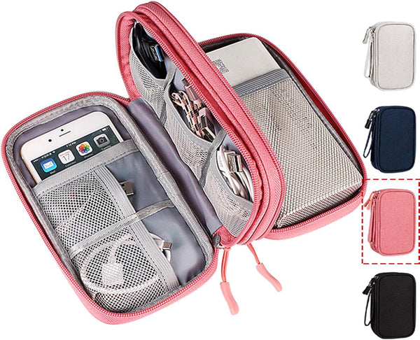 Electronic Organizer Travel USB Cable Accessories Bag, Waterproof Case for Power Bank, Charging Cords, Earphones
