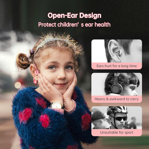 LOBKIN Kids Headphones, Open Ear Bluetooth 5.3 Wireless Earbuds, IPX5 Waterproof with Microphone for Kids