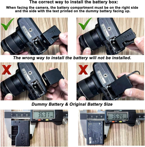 TKDY LP-E10 Dummy Battery ACK-E10 Continuous Power Supply Kit for Canon EOS Rebel T7 T6 T5 T3