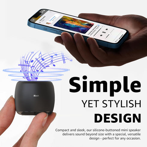 IXTECH Portable Speaker with Remote Shutter, Small Bluetooth Speaker with Built-in Microphone, Mini Wireless Travel