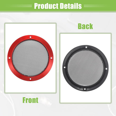 ACROPIX Universal 5" Car Speaker Grills Cover, Round Mesh Protector Case with Mounting Screws, Iron Red - 4 Pack