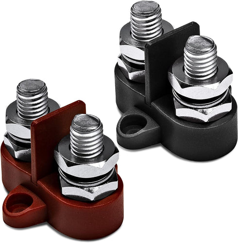 True Mods 12V-48V Dual Stud Battery Junction Post, 3/8 Inch M10 Power Distribution Post Terminal Bus Bar
